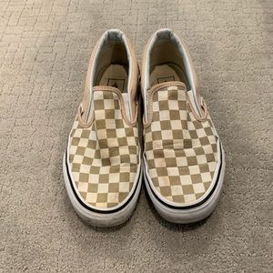 Vans Slip-On Beige Checkerboard Sneakers